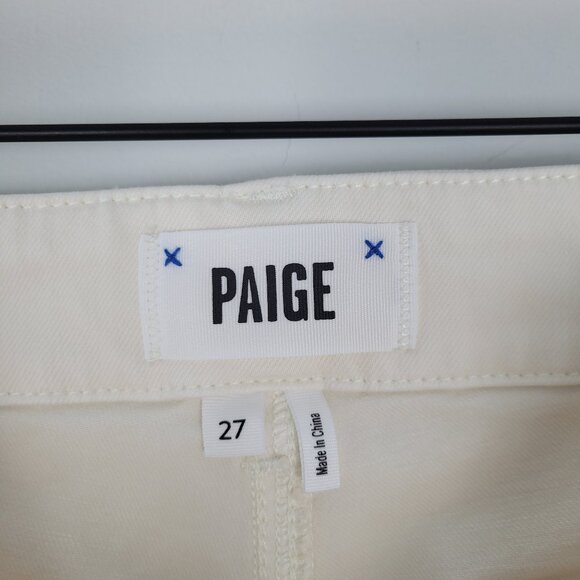 Paige Mayslie Jogger Ankle Zip Stretch Pants Quartz Sand Ivory Size 27 - Picture 12 of 12